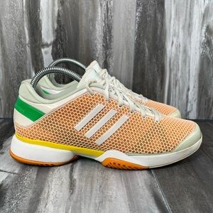 adidas Peach Orange Mesh Athletic Shoes with Green Accent